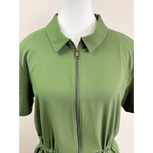 Beyond Yoga Olive Green City Chic Short Sleeve Mini Zip Shirtdress Large - Image 11