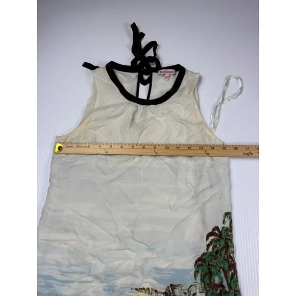 Juicy Couture Beach Print Dress Sleeveless Casual Sundress Black Trim‎ S - Image 2