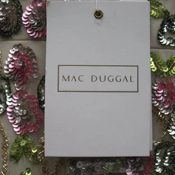 Mac Duggal Womens Floral Embellished Flutter Cap Sleeve Dress 5722 Cream - Image 16