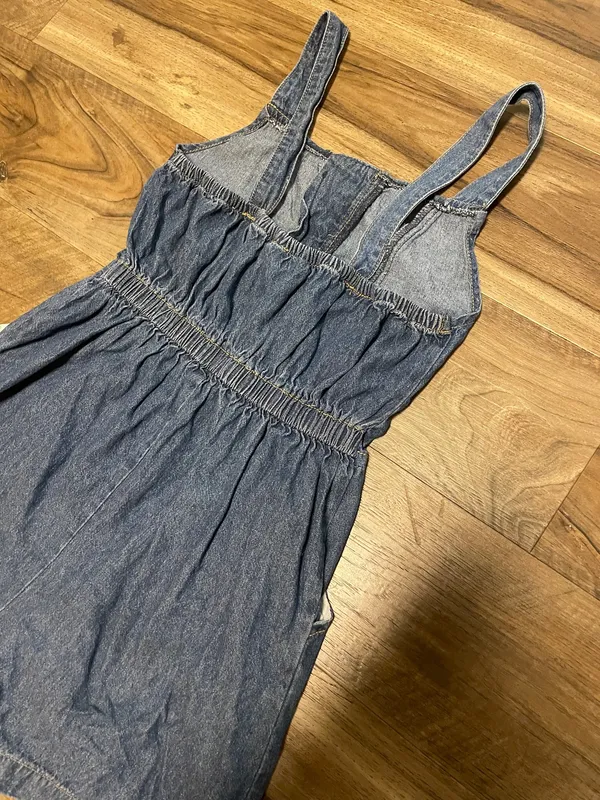 GUESS Girls' Denim Button-Front Romper - Dark Blue Size Large Jumpsuit - Image 9