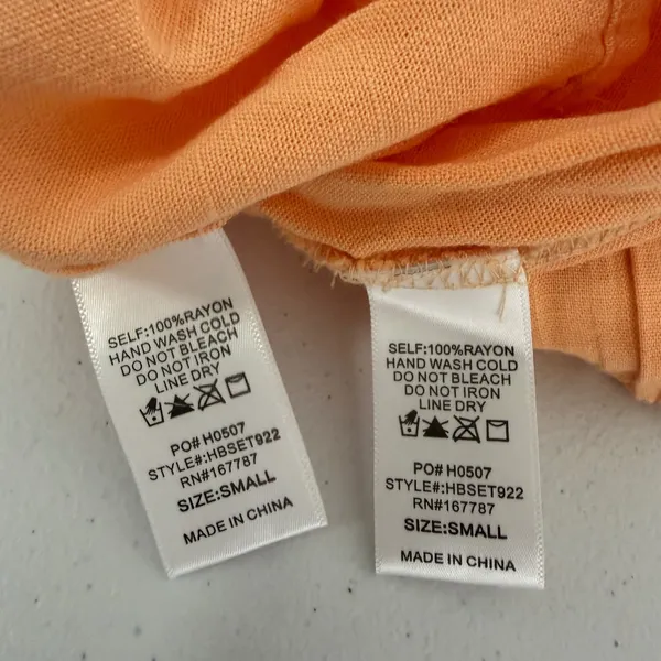 Peach Orange 2 Piece Set Crop Top &‎ Maxi Skirt Small Boho Festival Vacation - Image 7