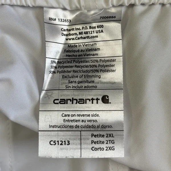 Carhartt White Pants Scrubs Women's Size 2XL Petite NEW C51213 Tech RN MD LPN - Image 5