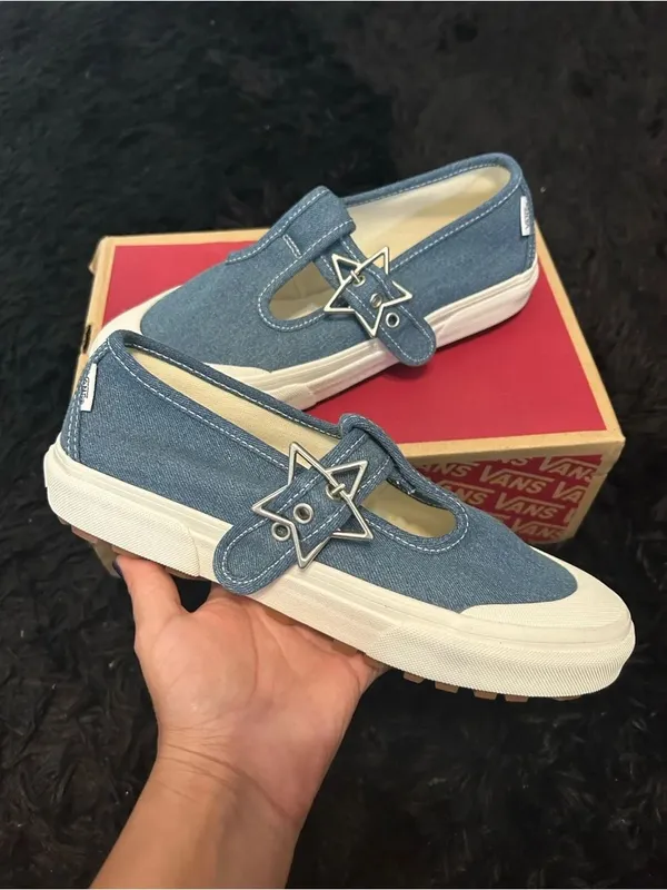 VANS Mary Jane Style 93 Denim blue star buckle shoes sneakers women’s 9 new - Image 8