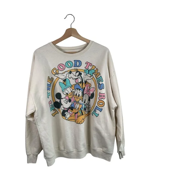 Disney Parks sweatshirt Sz XL "Let the Good Times Roll" Graphic Mickey - Image 6