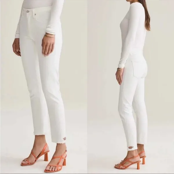 Agolde 27 Toni Slim Straight Jeans White Stretch Denim A133-1085 Minimalist - Image 2