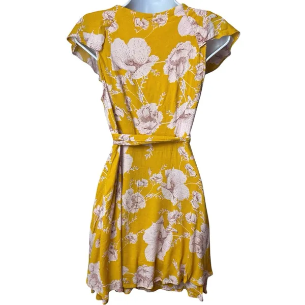 Free People French Quarter Yellow Floral Print Wrap Dress Cottagecore Fairy S - Image 6