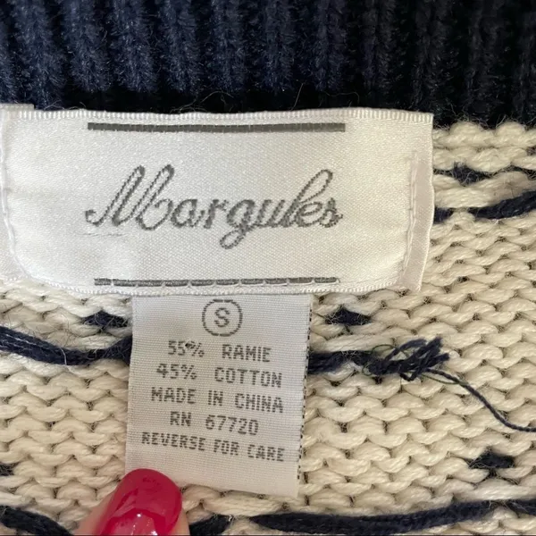 Vintage 90s Margules Cardigan Button Deep Vee Cotton Ramie S - Image 6
