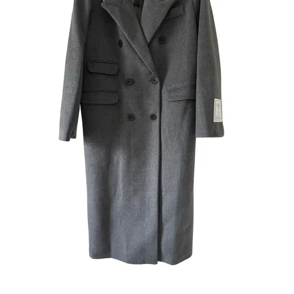 NWT Hot Fashion Gray Long Wool Blend Coat Double Breasted Maxi Coat M - Image 7