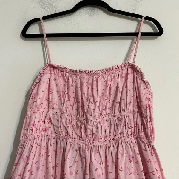 Free People Cherry Print Pink Gabby Babydoll Mini Dress Coquette Cottage Boho - Image 2