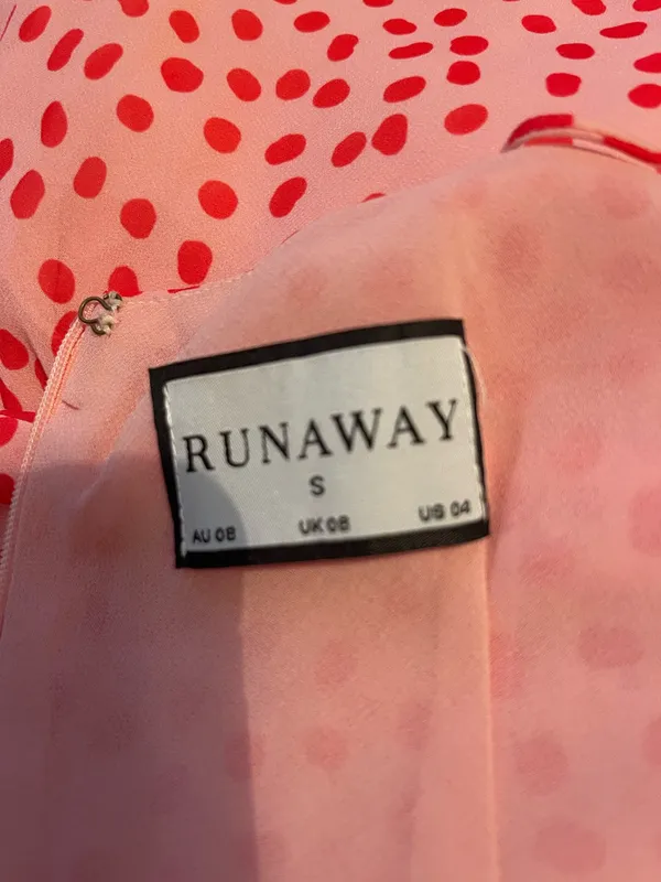 Runaway Clothes Mini Pink Dress with Red Polka Dots. Size Small - Image 9