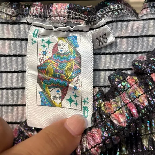Queen of Sparkles Black Pink Holographic Butterfly Swing Shorts Size XS - Image 3