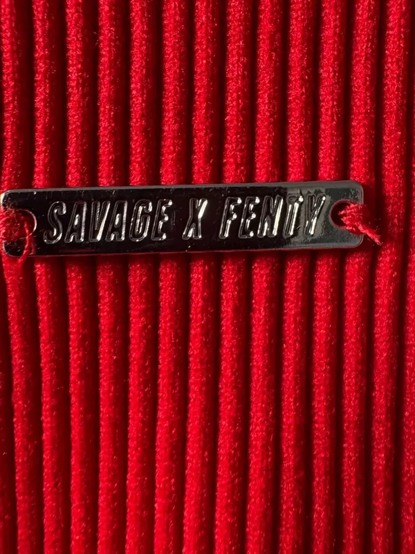 Savage x Fenty bright red ribbed knit women's bodysuit size large - Image 3
