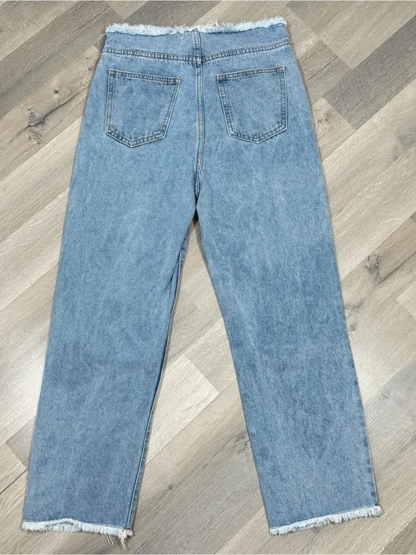 Vintage Y2k Lioness Lace Up Front Raw Edge Crop Jeans Blue Small‎ Straight High - Image 6