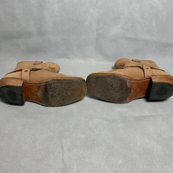 Double H Tan Leather Harness Boots Square Toe Western Ankle Booties Womens - Image 8