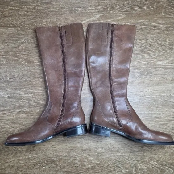 ECCO Hobart 25MM Riding Boots Women's 40 9-9.5 Brown Leather Knee High Buckle - Image 3