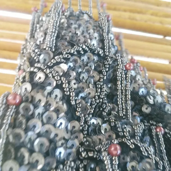 Anthropologie Silence + Noise M Black Beaded Gypsy Vest - Image 2