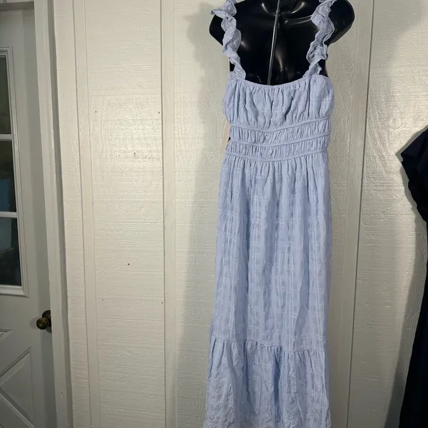 Kingston Grey Women’s Boho Blue Tiered Flutter Sleeve Maxi Dress SZ XL NWT - Image 5