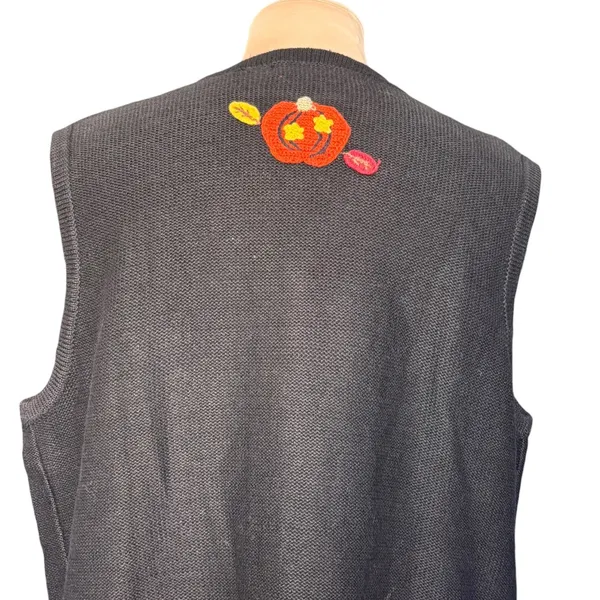 Vintage Karen Scott Halloween Sweater Vest Hand Embroidered Ghost Pumpkin Witch - Image 6