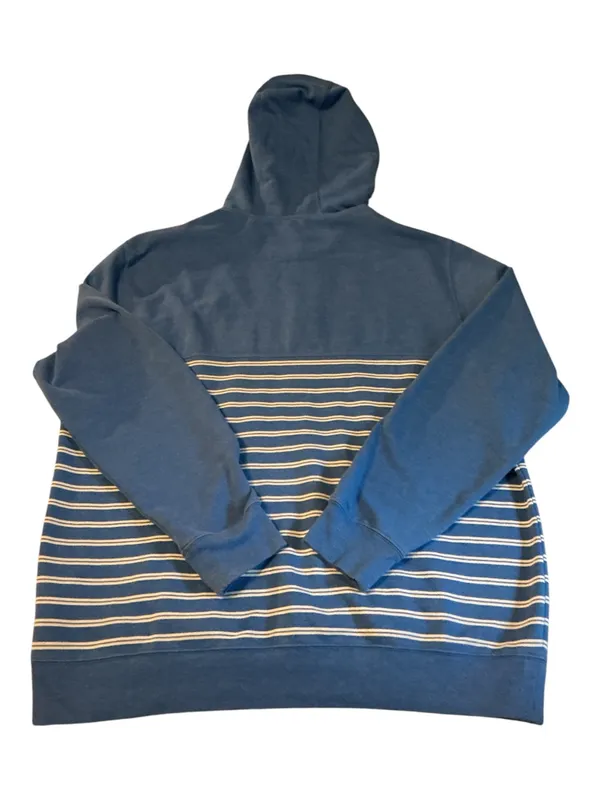 Chaps Men's Extra Large Quarter-Zip Striped Hoodie - Blue & White XL - Image 2