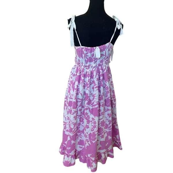 Peter Som Pink Midi Dress SIZE 2 Ruffle Cottage Cotton Vacation Sundress $400 - Image 14