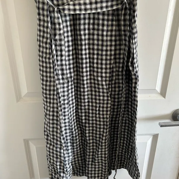 Quince Black and White Gingham Button-Front Midi Dress - Image 6
