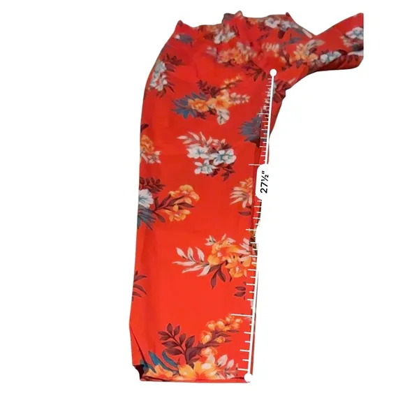 Bar III Floral Tapered Pants Womens M‎ Red Tropical Smocked High Waist Pull On - Image 11