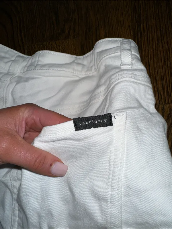 Sanctuary White Denim High Waist Cuffed Shorts - Image 4
