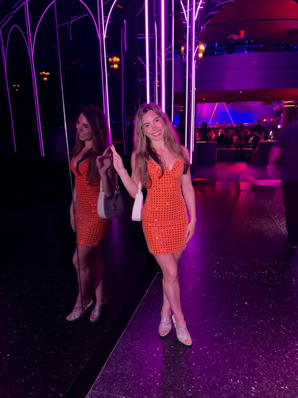 Sequin Dress Orange Size XS - Image 2