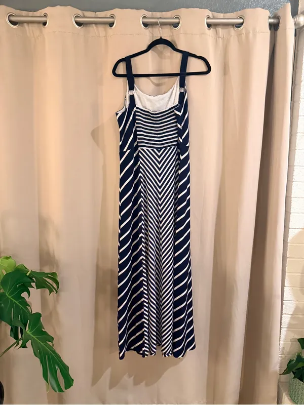 Maurices Navy and White Striped Dress with adjustable straps - Image 2