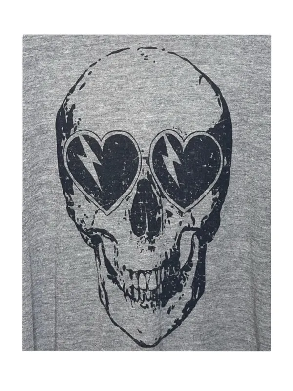 new Chaser ☻︎ Heart Eye Skull Draped Open Cross Back Tee T Shirt ☻ ︎Heather ☻︎ L - Image 7