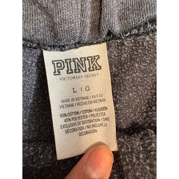 Victoria’s Secret PINK Lounge Shorts Women’s Large Black Scallop Hem Pocket Logo - Image 2