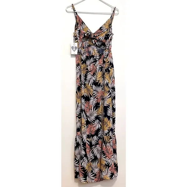 NEW NWT IRIS DISCOVERY Print Tank Maxi Dress Navy Blue Palm Leaf Leaves Floral S - Image 14