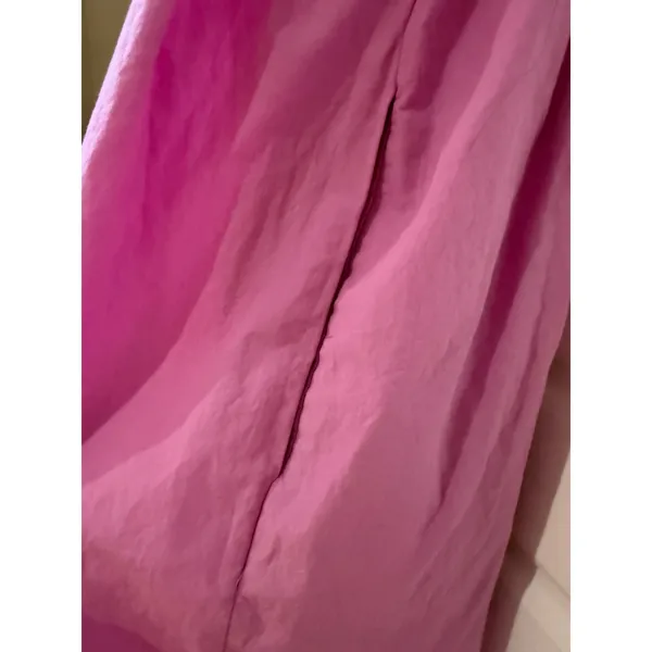 Free People Lilah Pink Pleated Tube Midi Dress Smocked Back Large - Image 5