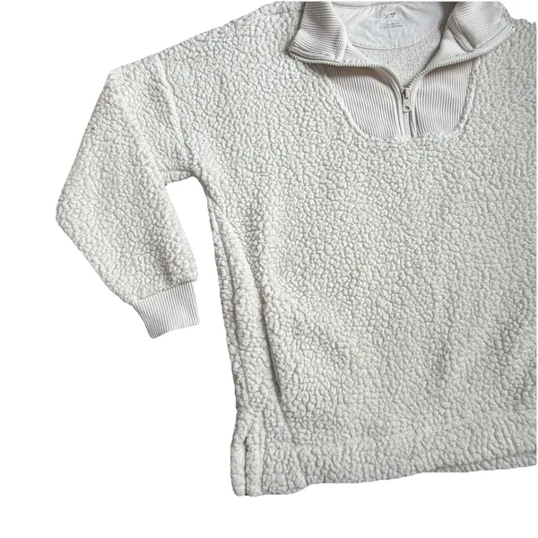 Aerie Dream Sherpa Cream Quarter‎ Zip Pullover Sweatshirt Sweater Jacket Size XS - Image 3