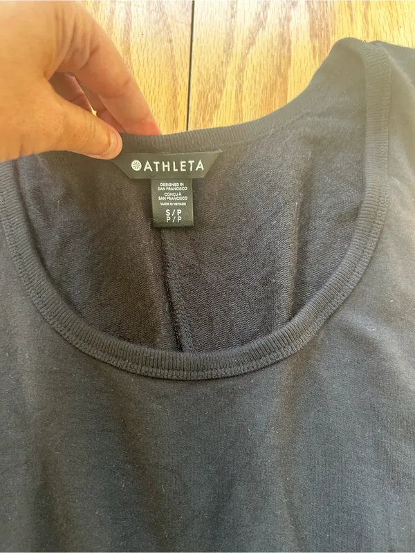 Athleta Balance Sleeveless Romper‎ S Small Black Nirvana Knit Drawstring Pockets - Image 4