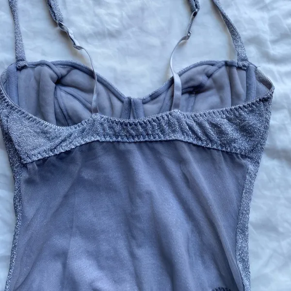 Vintage y2k Victoria’s Secret Gold Label Silver Glitter Lingerie Bodysuit M - Image 7
