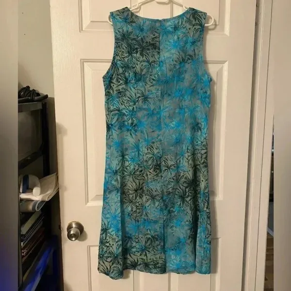 Sleeveless‎ Tank Teal Black Olive Green Floral Dress XL *NWT* - Image 2