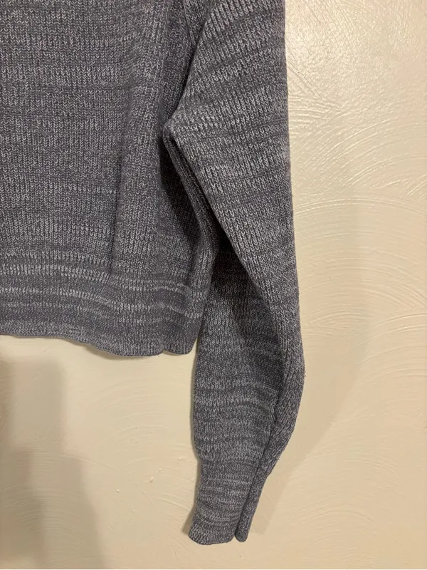 Free People Gray Marled Knit Cropped Sweater Medium - Image 8