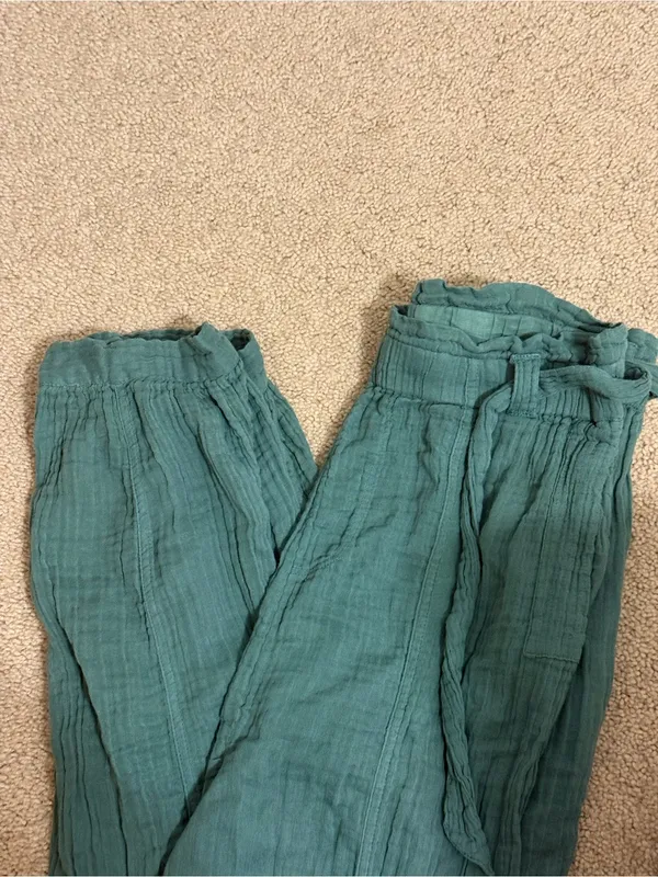 Free People Seafoam Green Elastic Waist Pull-On Trousers with tie - Image 4