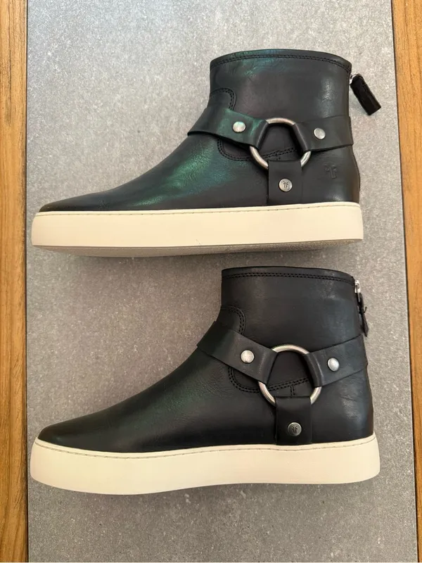 Frye Lena Harness Bootie Black Leather Platform Sneaker 8.5 NWOB - Image 3
