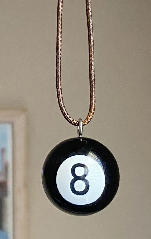 Handmade big 8 ball y2k grunge funky unisex simple brown necklace🎲8️⃣🖤 - Image 2