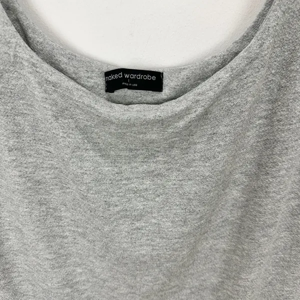 NEW Naked Wardrobe Tank Bodysuit Stretch Jersey Viscose Gray Scoopneck Large - Image 3