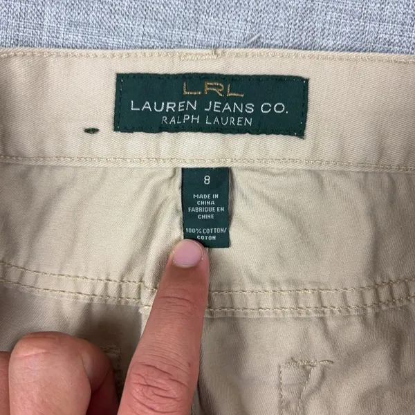 Lauren Ralph Lauren Capri Pants Womens 8 Beige Twill Relaxed Crop Pockets Casual - Image 11