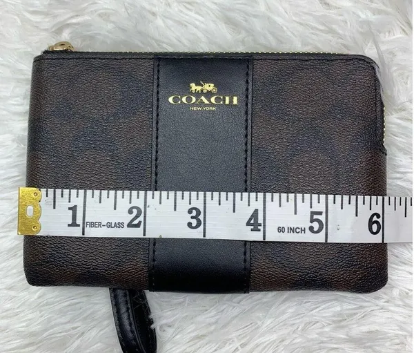 COACH Brown Coated Canvas Signature Wristlet - Image 8