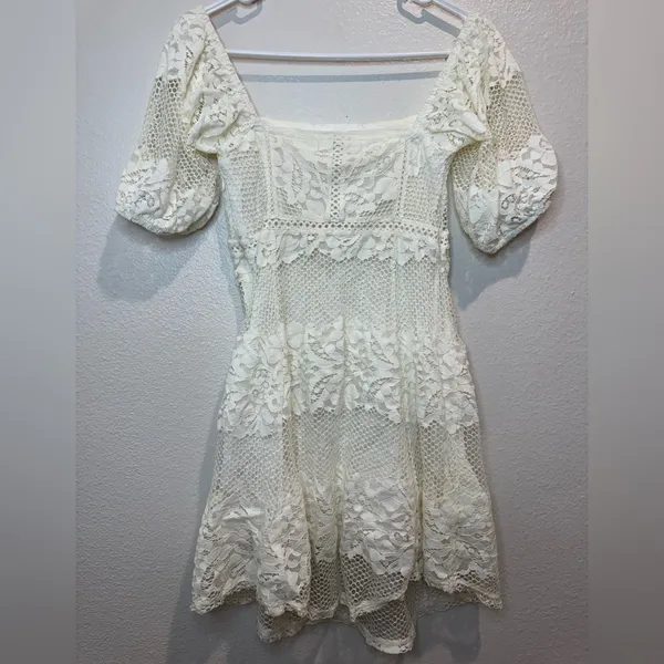 Free People Be Your Baby Lace Mini Dress‎ in Ivory Size XS - Image 6