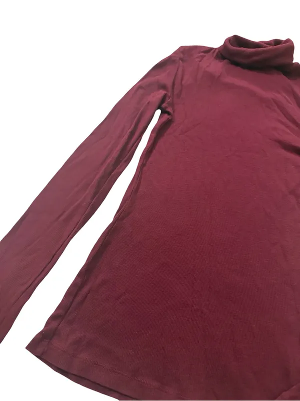 Splendid Burgundy Ribbed Turtleneck Sweater Long Sleeve Top Basic Medium Women's - Image 6
