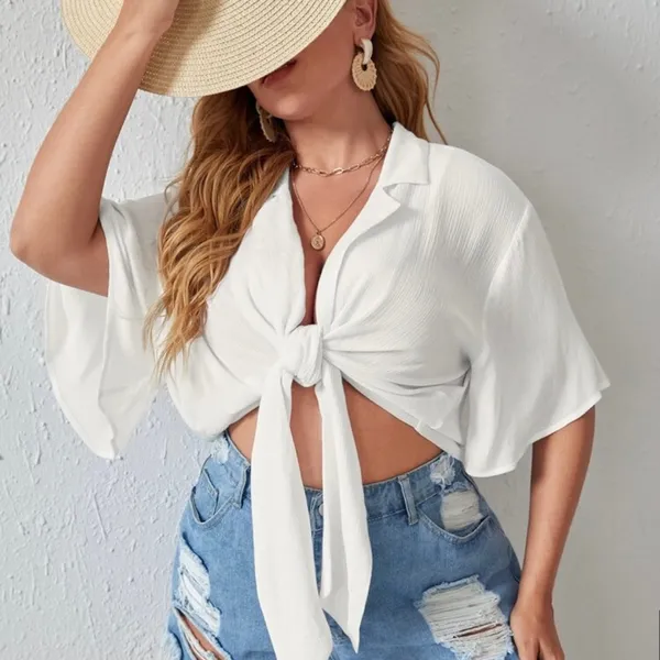 SHEIN knot detail half sleeve blouse - Image 2