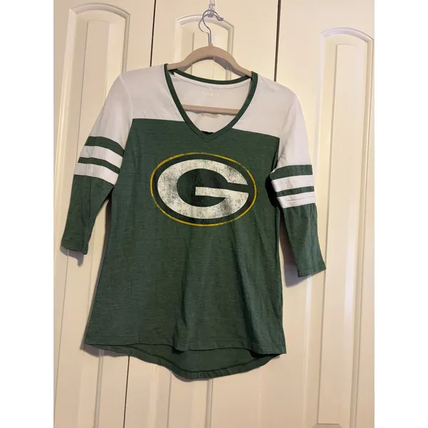 Fanatics Womens Green Bay Packers V Neck 3/4 Sleeve Shirt Size S - Image 3