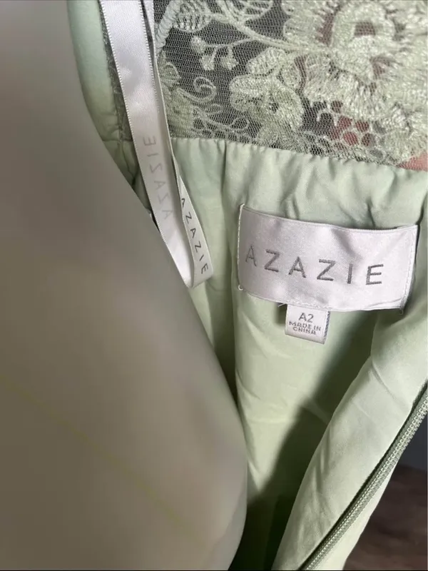 Azazie Ginger Agave A-Line Halter Pleated Chiffon Dress Size XS - Image 8