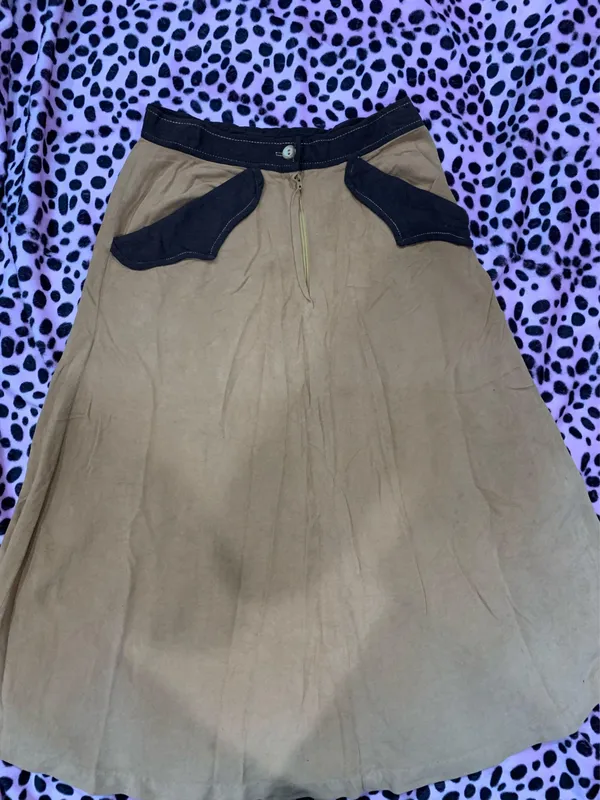 Vintage Tan & Brown Maxi Skirt - Image 2